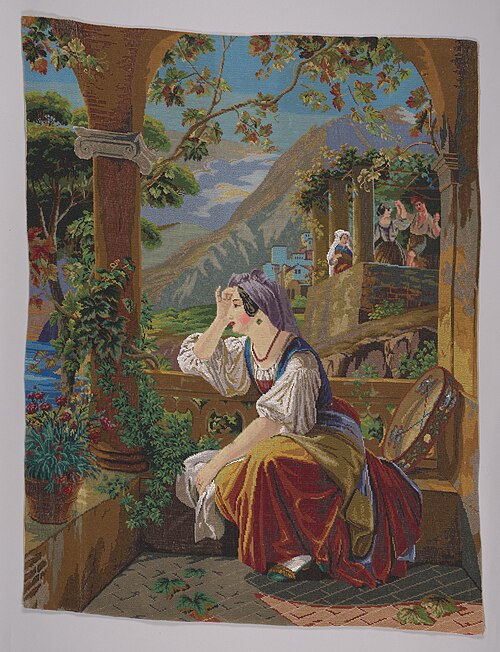 Obraz haftowany paciorkami szklanymi, 1864, 