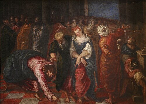 Le Christ et la femme adultère, 1550, 