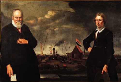Portrait of Cornelis Gerritsz. de Lange and his son Floris Cornelisz. de Lange with their Whale oil , 1664, 