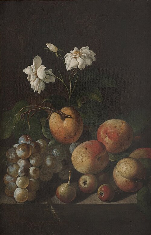 Still Life with Fruit and White Roses, 1649, 