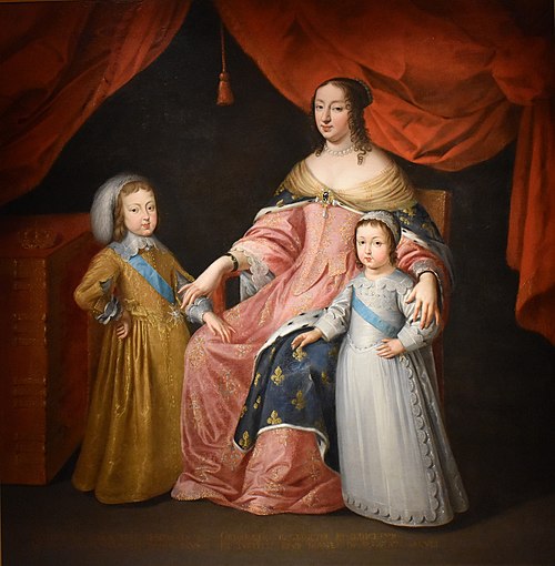 Portrait d'Anne d'Autriche, du Dauphin Louis Dieudonné, futur Louis XIV, et de Philippe, duc d'Anjou, 1645, 