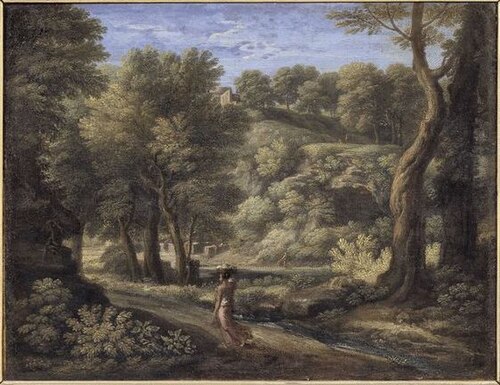 Paysage avec une femme sur un chemin, 1700, 