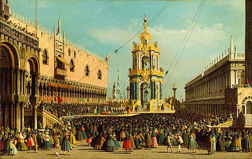 Venice: the Giovedi Grasso Festival in the Piazzetta, 1750, 
