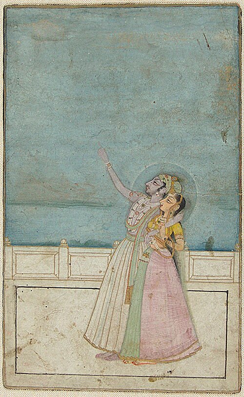 Krishna and Radha on a Terrace, 1780, 