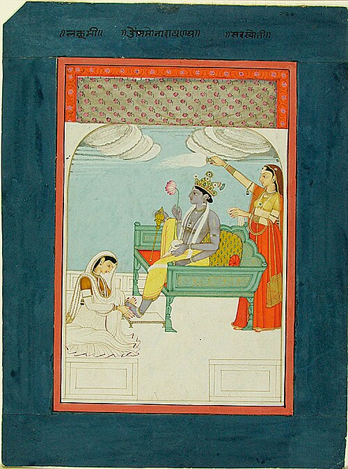 Narayana Enthroned with Lakshmi and Sarasvati, 1830, 