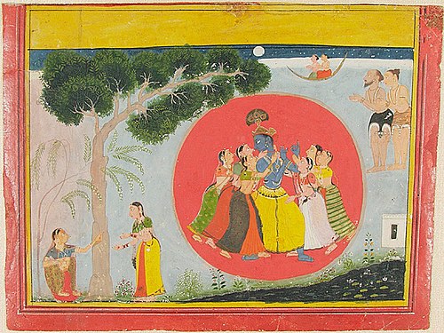 Krishna Dancing with the Gopis (from a Gita Govinda [Song of the Cowherd] manuscript), 1680, 