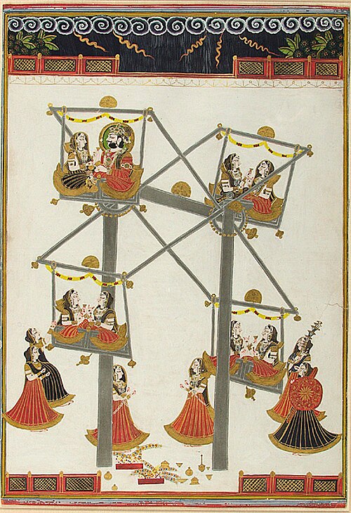 Maharaja Man Singh of Marwar (r. 1803-43) with Ladies on a Charkhi, 1840, 