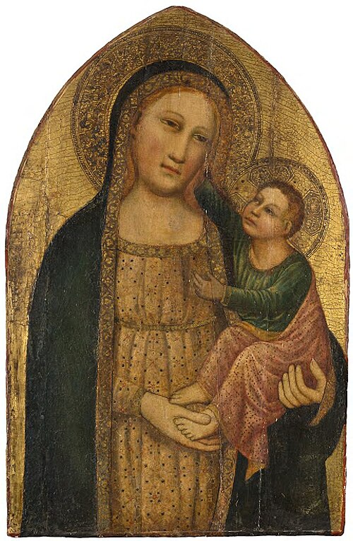 Virgin and Child; Christ Blessing (pinnacle trefoil), 1380, 