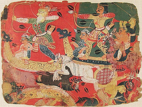 Battle Scene, folio fragment from an album of the Bhagavata Purana (Ancient Stories of the Lord)a Bh, 1540, 