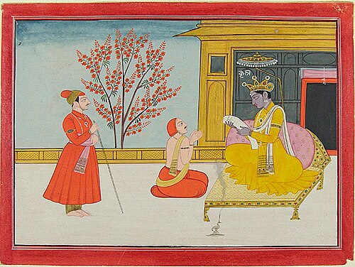Poet Paying Homage to Krishna, folio from a Bhagavata Purana Series, 1820, 