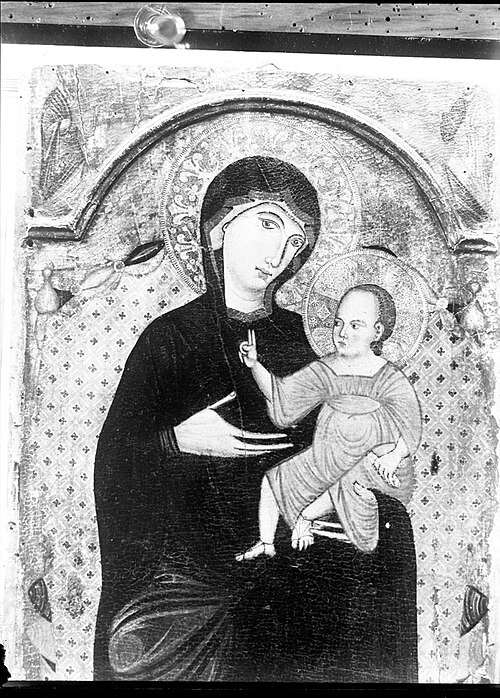 The Virgin and Child Enthroned; in spandrels: Saints Peter and Paul, 1262, 