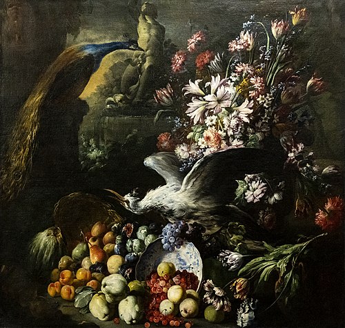 Fleurs, fruits, oiseaux, 1686, 