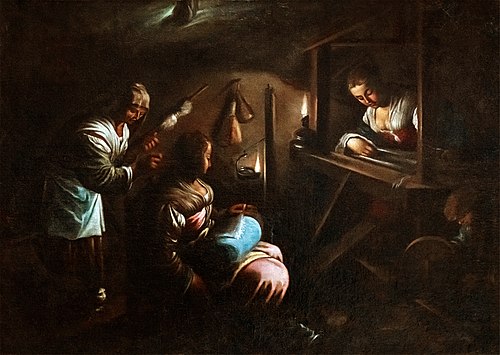 Intérieur d'un ménage ou les fileuses, 1600, 
