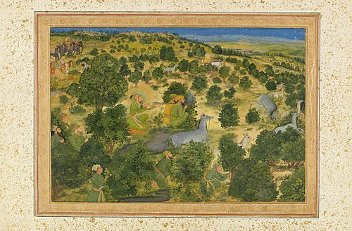 Awrangzib Hunts Nilgais (CBL In 11A.27), 1660, 
