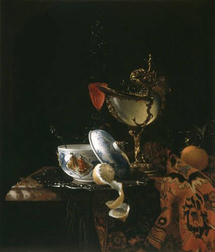 Still Life with Chinese Sugarbowl, Nautilus Cup, Glasses, and Fruit, 1675, 