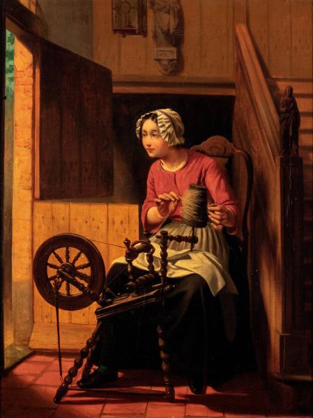 Flemish Girl Spinning, , 