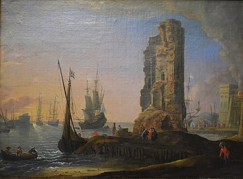 Marine, effet de soleil couchant, 1700, 