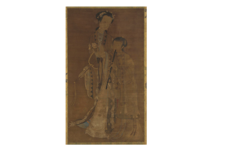Courtesans with fan and flute, , 