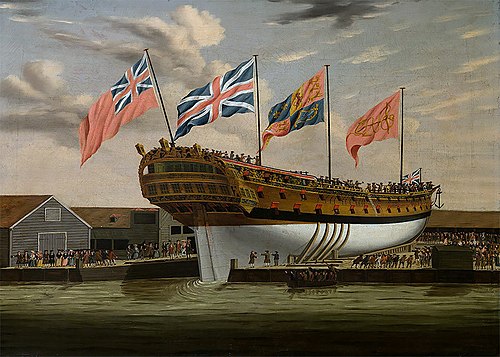 Launching of a frigate in Chatham, 1767, 