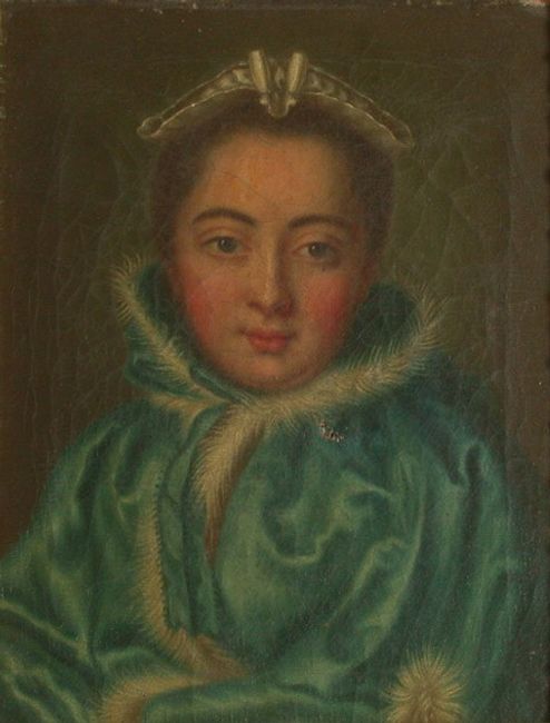 Portrait de femme au manteau bleu bordé de fourrure blanche, 1750, 