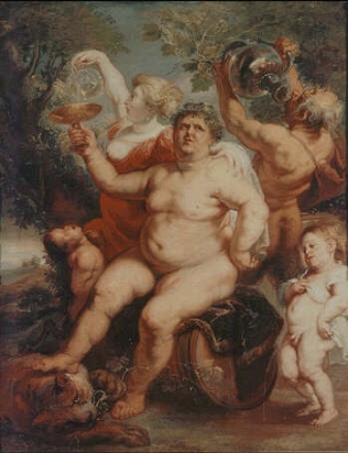 Bacchus sitting on a barrel, 1638, 