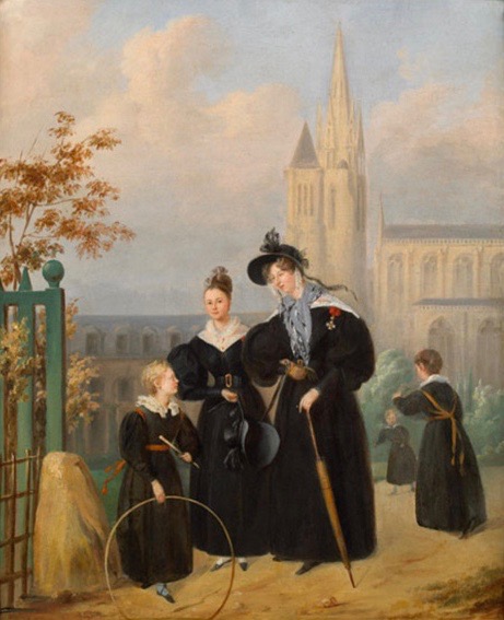 Dames éducatrices et élèves de la maison d'éducation de la Légion d'honneur de Saint-Denis sous la M, 1839, 