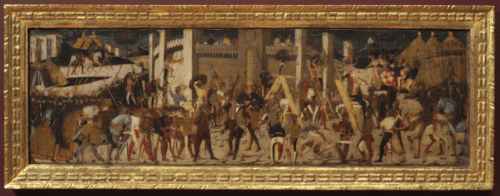 Scène de bataille : Siège de Carthage par Scipio l'Aemilianus Panneau de cassonne, 1465, 