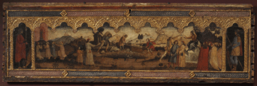 Comblement d'un puits (?) Scène historique, 1450, 