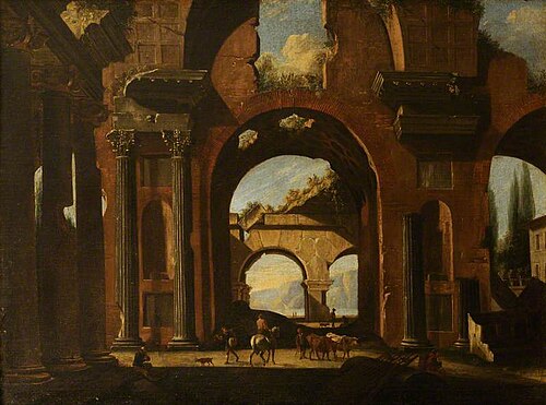 A Capriccio of Classical Ruins with Figures, 1650, 