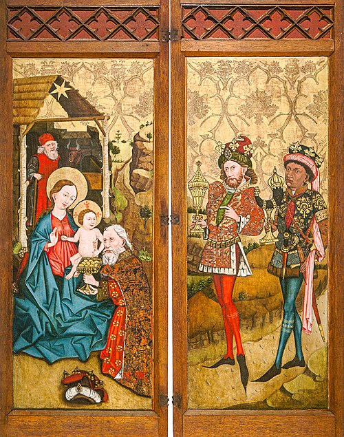 Anbetung der Könige - Dorothea von Cäsarea und Katharina von Alexandrien, 1462, 