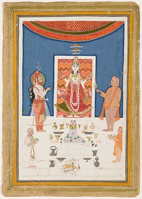 A Maharana of Mewar Worshipping an Icon, 1850, 