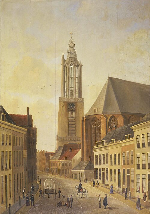 Langestraat met Onze Lieve Vrouwetoren, Amersfoort., 1887, 
