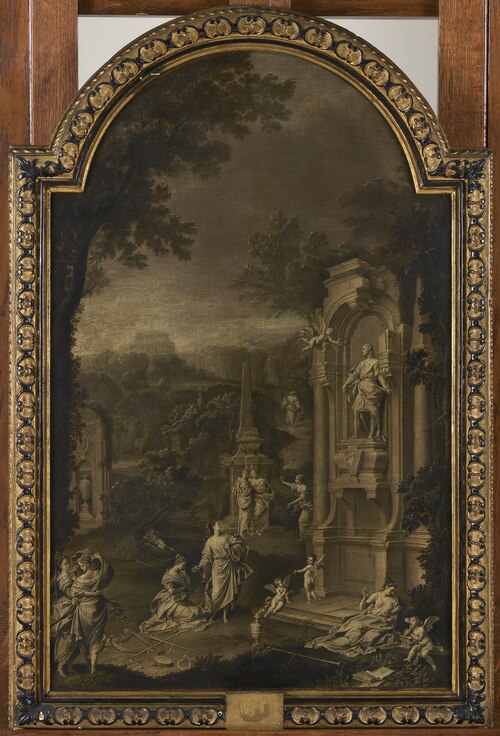 Allegorie op het denkbeeldig praalgraf van Joseph Addison, 1749, 
