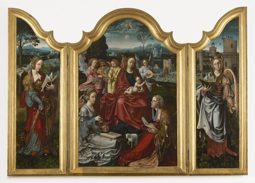 Maria met Kind, Maria Magdalena, Agnes, Catharina en Barbara (drieluik), 1509, 