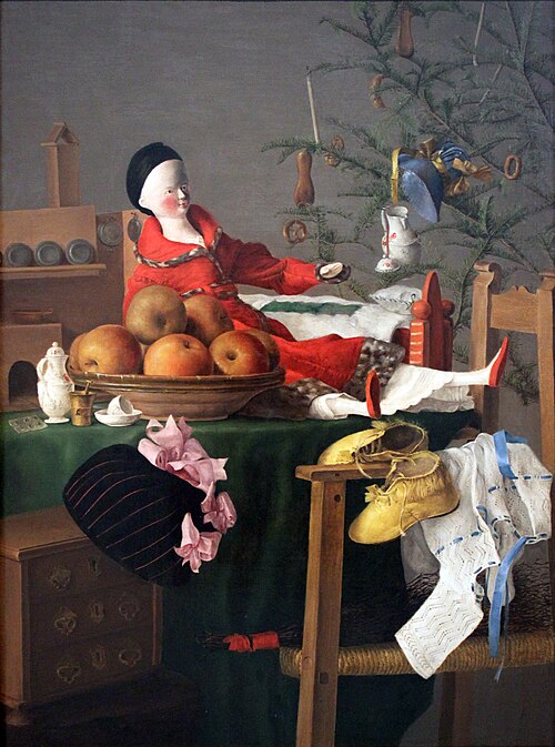 Christmassy table of gifts for a girl, 1837, 