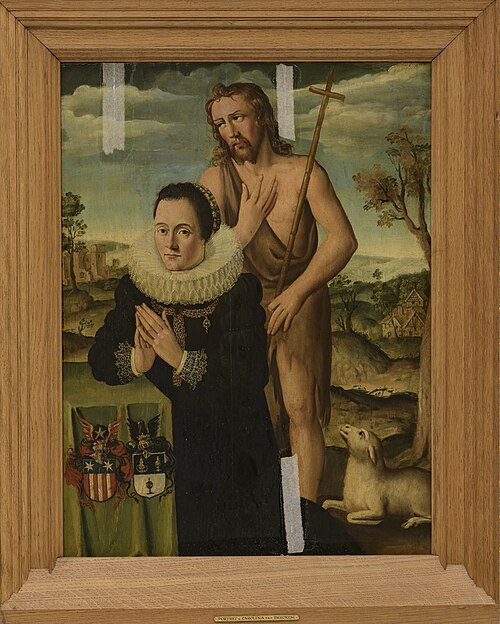 Donorportret van knielende vrouw en Johannes de Doper, 1620, 