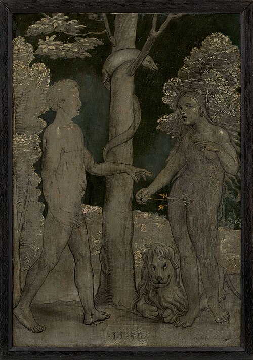 Twee luiken met de Annunciatie, (verso) de Zondeval en de Verdrijving uit het paradijs, 1530, 