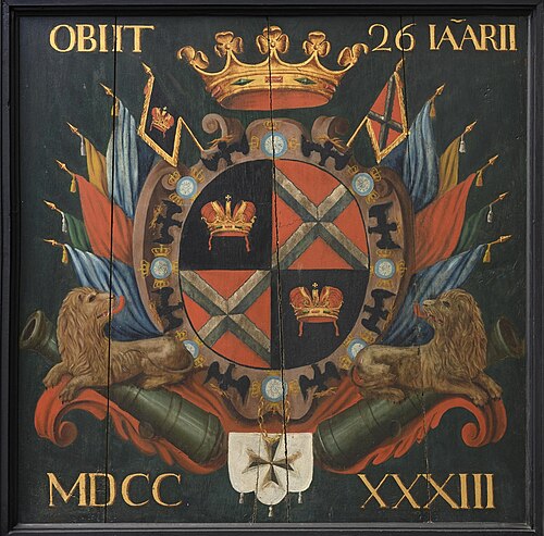 Dodenbord fam. De Hompesch, vroegere bewoners kasteel Ohé en Laak (26 jan. 1733), 1733, 