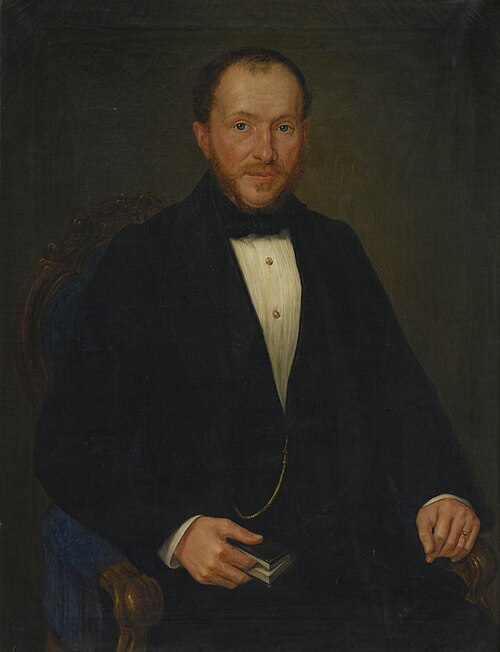 Portret van een man met een boek in de rechterhand, 1850, 