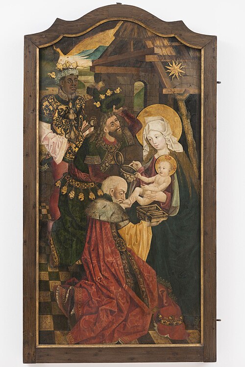 Luik met aanbidding van de koningen ; Maria van de annunciatie, 1470, 