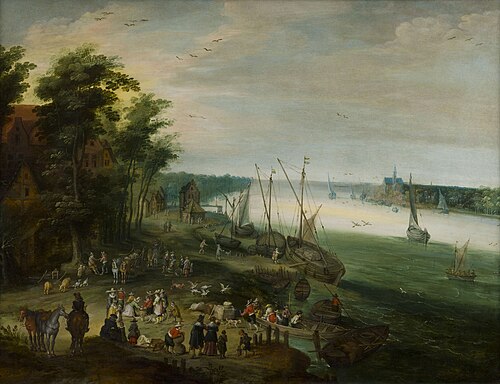 Riviergezicht met aan legplaats, 1617, 
