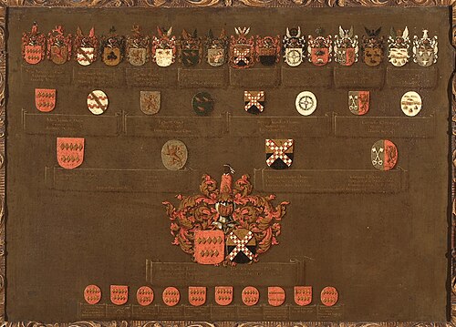 Kwartierstaat van de kinderen van het echtpaar Johan van der Does en Elisabeth van der Dussen., 1712, 