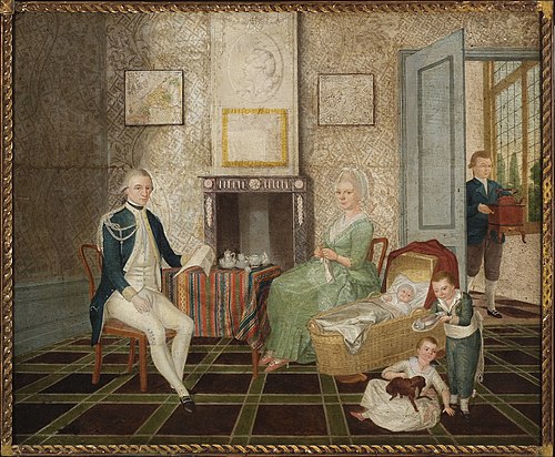 Kapitein Jan Keer met zijn vrouw Baronesse Gray en drie., 1775, 
