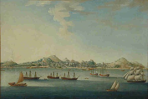 Scheepvaart op de rede van Macao, 1825, 