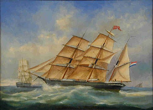 Het barkschip Johanna van rederij Joh. Meyes & Zn, 1884, 