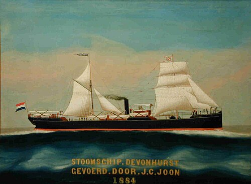 Het ss. Devonhurst van de Nederlandsch-Indische Stoomvaart-Maatschappij, 1884, 