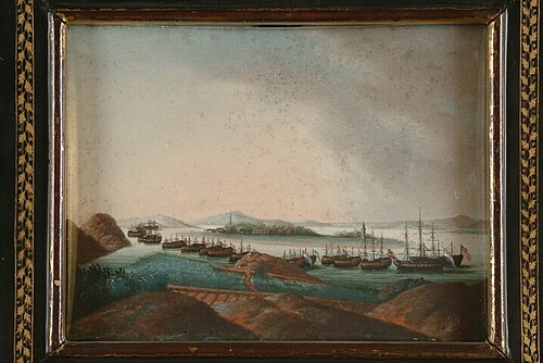 Internationale vloot voor anker op de rede van Whampoa, 1825, 