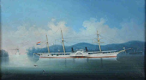 Een raderstoomschip der Indische Marine, 1849, 