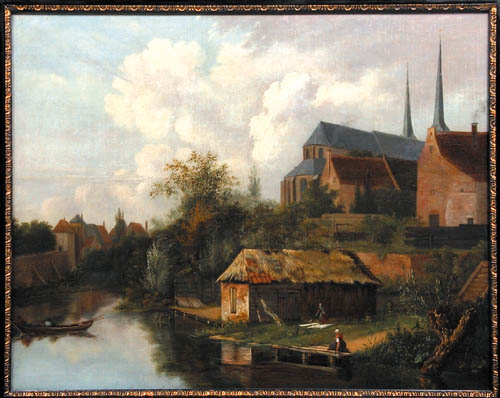 Gezicht op achterzijde van de huizen in de Walstraat en Bergkerk., 1860, 