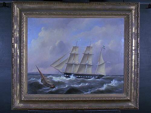 Het barkschip 'Amboina' van de rederij A. van Hoboken & Zonen te Rotterdam, 1856, 